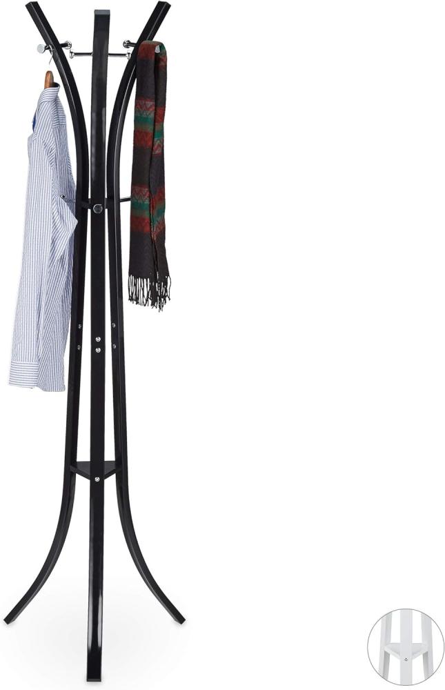 Relaxdays Garderobenständer, Stabile Standgarderobe aus Metall für Jacken, 175 cm hoher Kleiderständer, Schwarz Bild 1