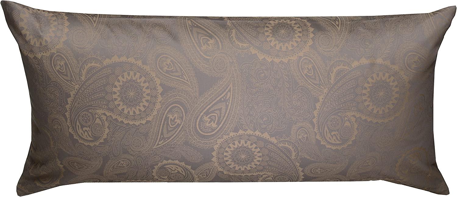 Bettwaesche-mit-Stil Mako-Satin Damast Paisley Bettwäsche "Davos" gold braun - grau Kissenbezug 40x80 cm Bild 1