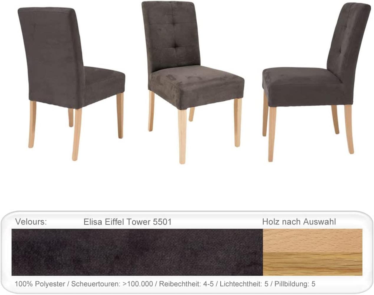 6x Stuhl Agnes 2 Varianten Polsterstuhl Esszimmerstuhl Massivholzstuhl Buche natur lackiert, Elisa Eiffel Tower Bild 1