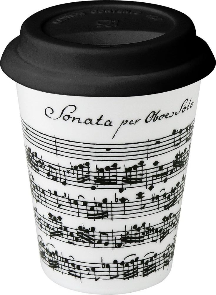 Könitz Vivaldi Libretto Coffee to go Mug mit Deckel, Becher, Kaffebecher, Porzellan, Weiß, 380 ml, 11 5 162 1890 Bild 1