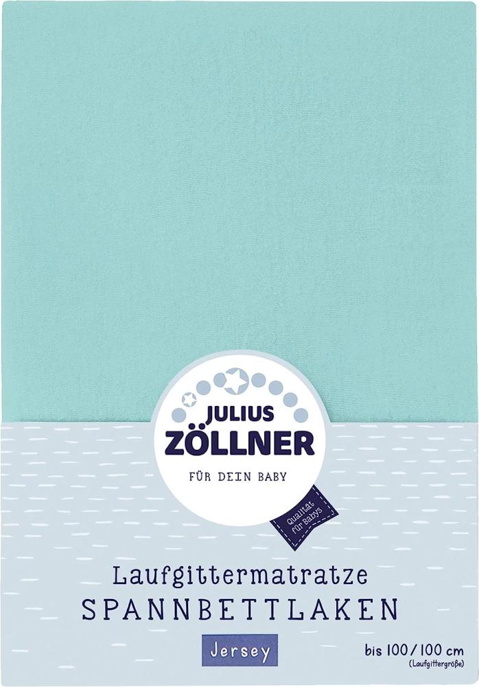 Julius Zöllner Jersey Spanntuch, passend für Laufgittermatratzen 68x90 bis 95x95 cm, mint Bild 1