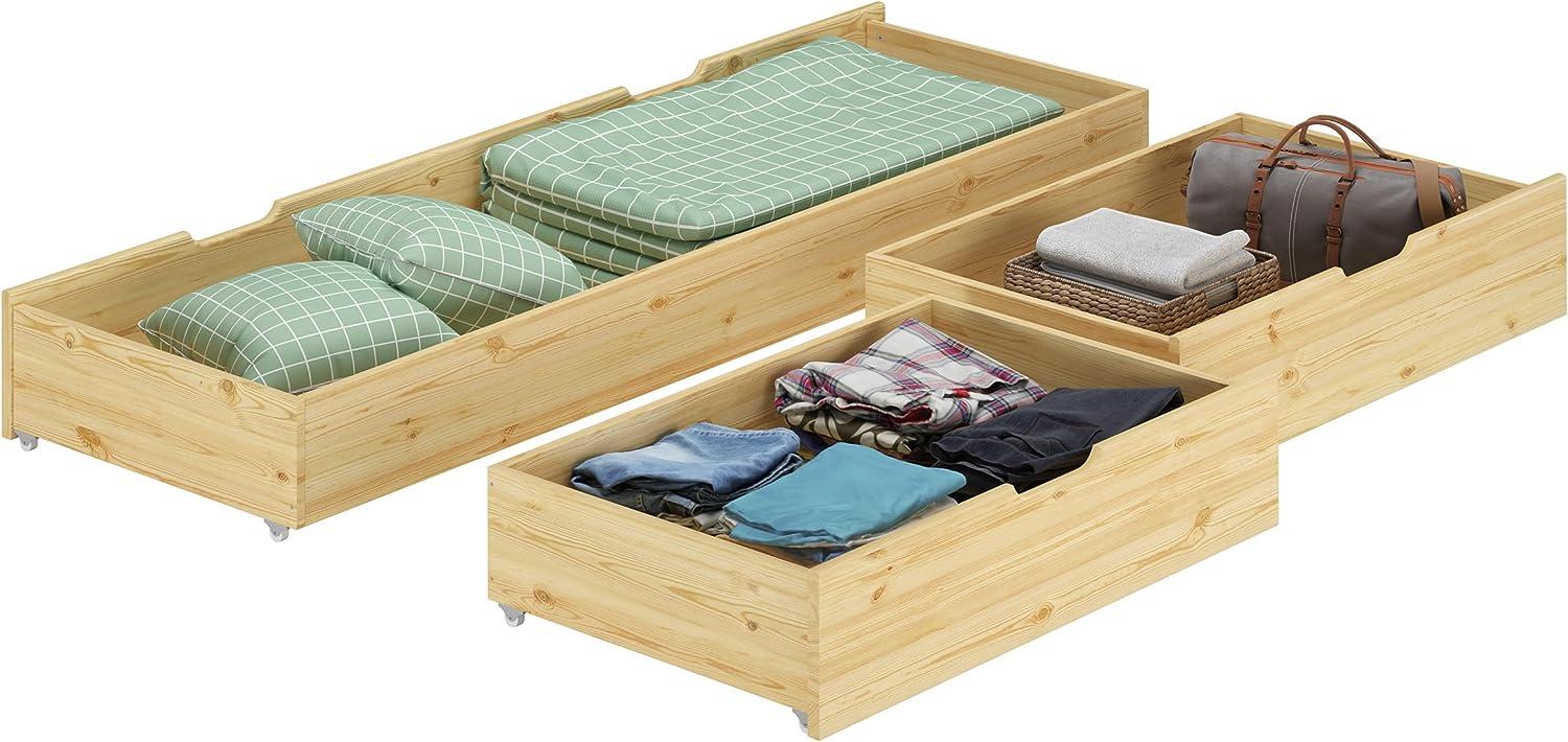 Erst-Holz Bettkasten für Doppelbetten - 3-teilig - Kiefer Natur - 90.10-S3 Bild 1