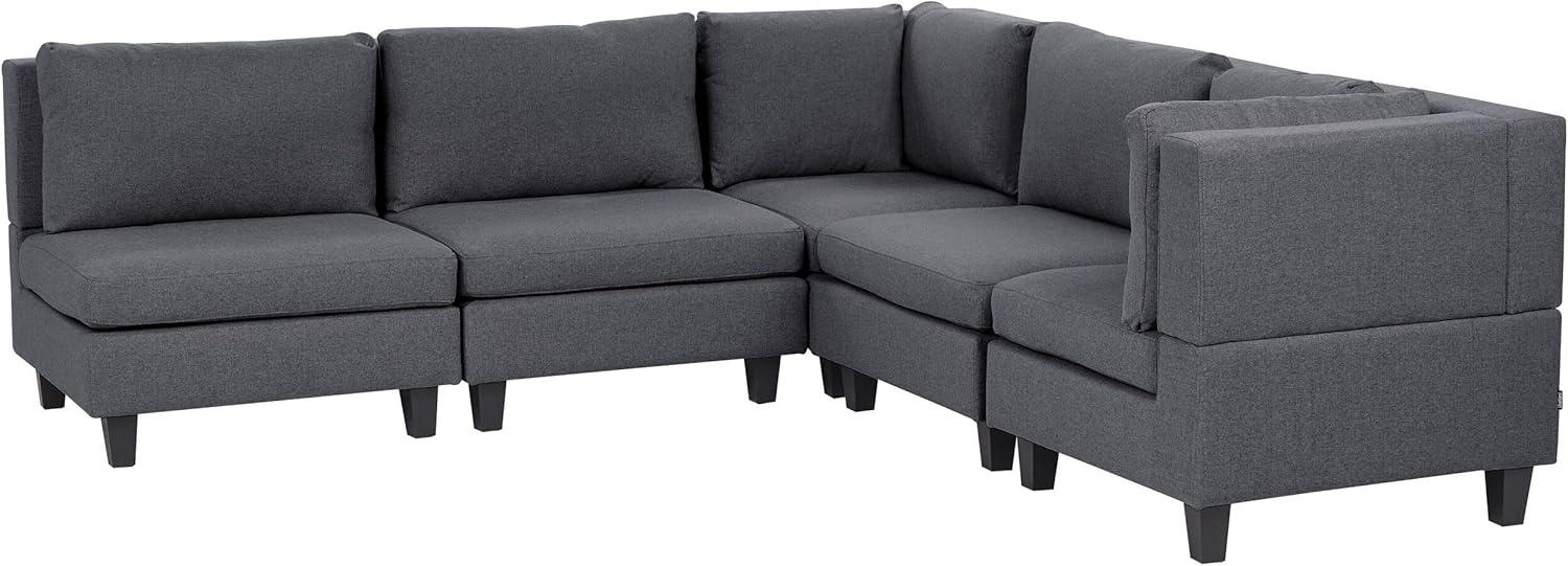 5-Sitzer Ecksofa Leinenoptik dunkelgrau linksseitig UNSTAD Bild 1