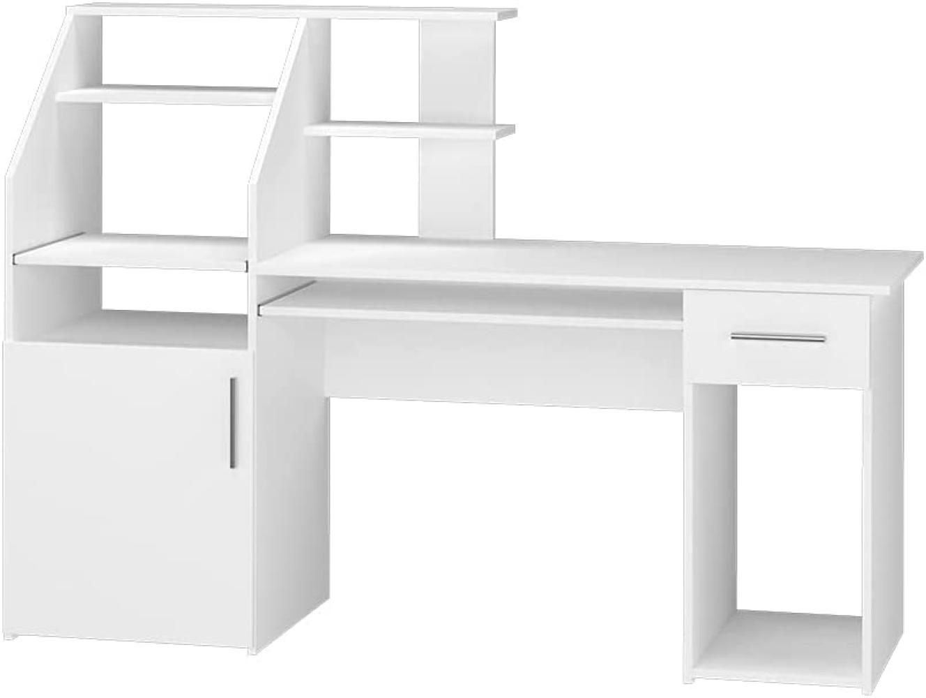 Computertisch Schreibtisch Arbeitstisch Edwin Weiß Ablagen Schublade 1 Tür Vicco Bild 1