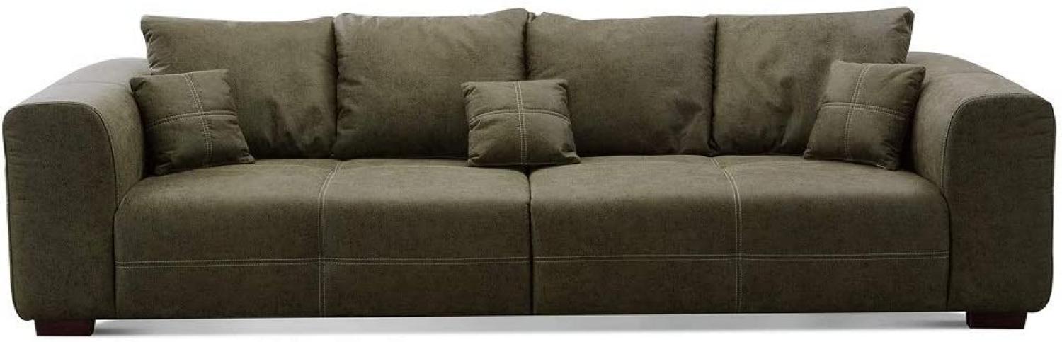CAVADORE Big Sofa Mavericco inkl. Kissen / XXL-Couch mit tiefen Sitzflächen und modernem Design / 287 x 69 x 108 / Lederoptik dunkelgrün Bild 1