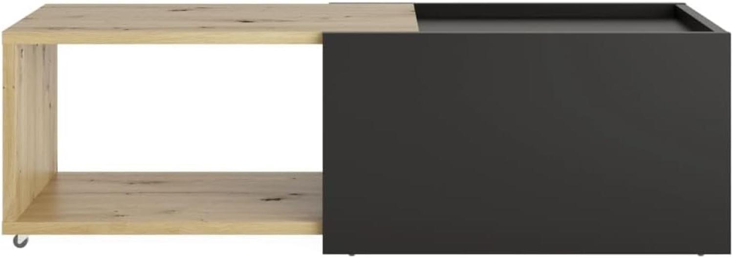 FMD Möbel - SLIDE 1 - Couchtisch - melaminharzbeschichtete Spanplatte - Artisan Oak / schwarz perl - 74,5 x 38,5 x 49,5cm Bild 1