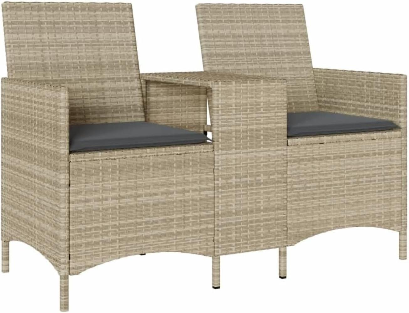 Gartensofa 2-Sitzer mit Tisch und Kissen Hellgrau Poly Rattan 4003889 Bild 1