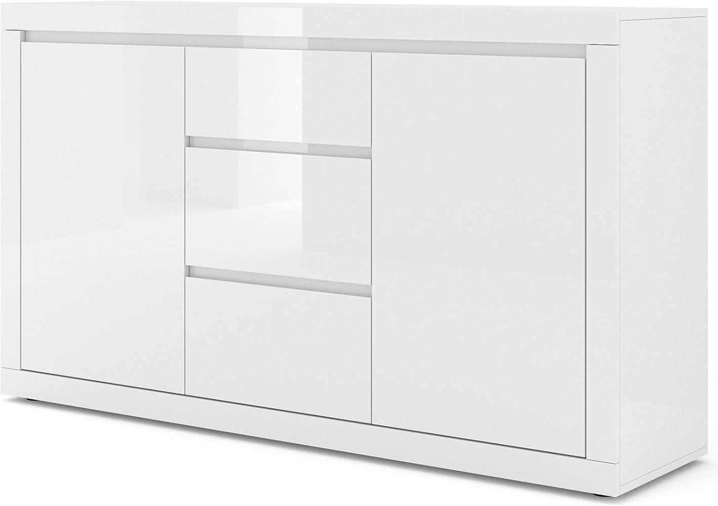 Domando Sideboard Numana M1 Modern Breite 150cm, Hochglanz, schicke Rahmenoptik, Soft-Close (Türen) in Weiß Matt und Weiß Hochglanz Bild 1