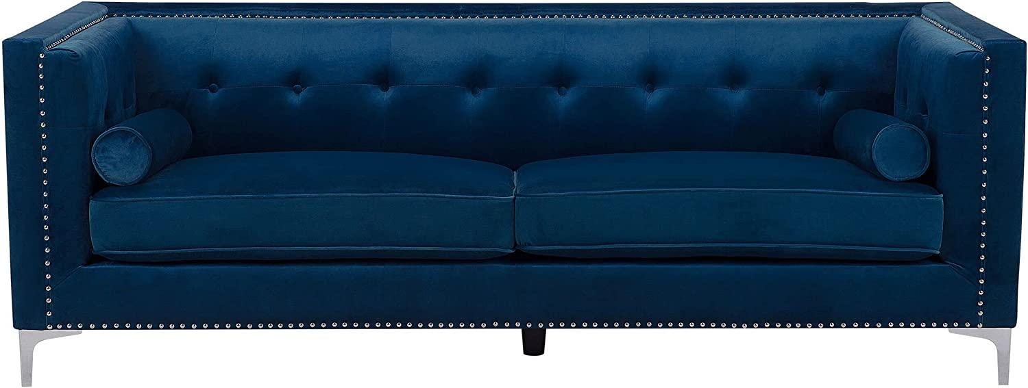 3-Sitzer Sofa Samtstoff marineblau AVALDSENES Bild 1
