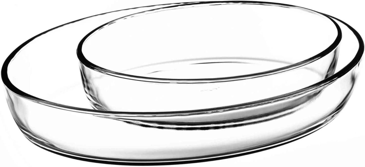 Pasabahce PB-15033 Borcam Oval Glas Auflaufform Servierform Kare Tepsi Glasklar Küche Bild 1