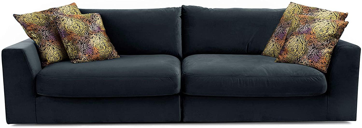 CAVADORE Big Sofa "Fiona"/ XXL-Couch mit tiefen Sitzflächen und weicher Polsterung / modernes Design / 274 x 90 x 112 / Samt blau Bild 1