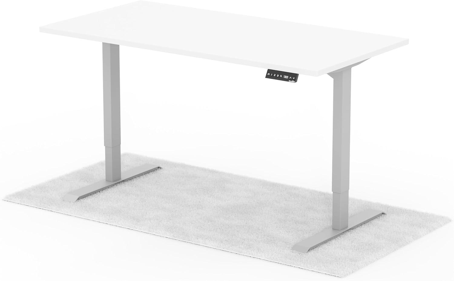 elektrisch höhenverstellbarer Schreibtisch DESK 160 x 80 cm - Gestell Grau, Platte Weiss Bild 1