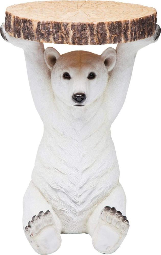 Kare Design Beistelltisch Animal Polar Bär, Ø37cm, kleiner, runder Couchtisch, Holzoptik, Tierfigur als ausgefallener Wohnzimmertisch, (H/B/T) 53x37x37cm Bild 1