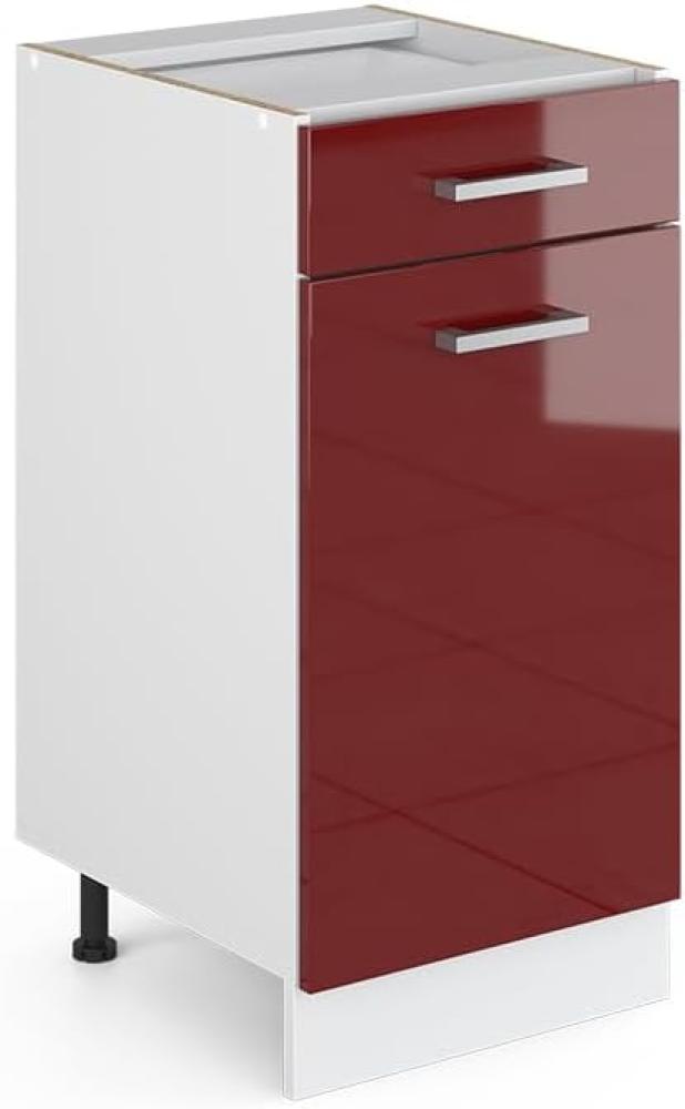 Vicco Küchenschrank R-Line Hängeschrank Unterschrank Küchenzeile Küchenunterschrank Arbeitsplatte, Möbel verfügbar in 6 Dekoren (Bordeaux ohne Arbeitsplatte, Schubunterschrank 40 cm) Bild 1