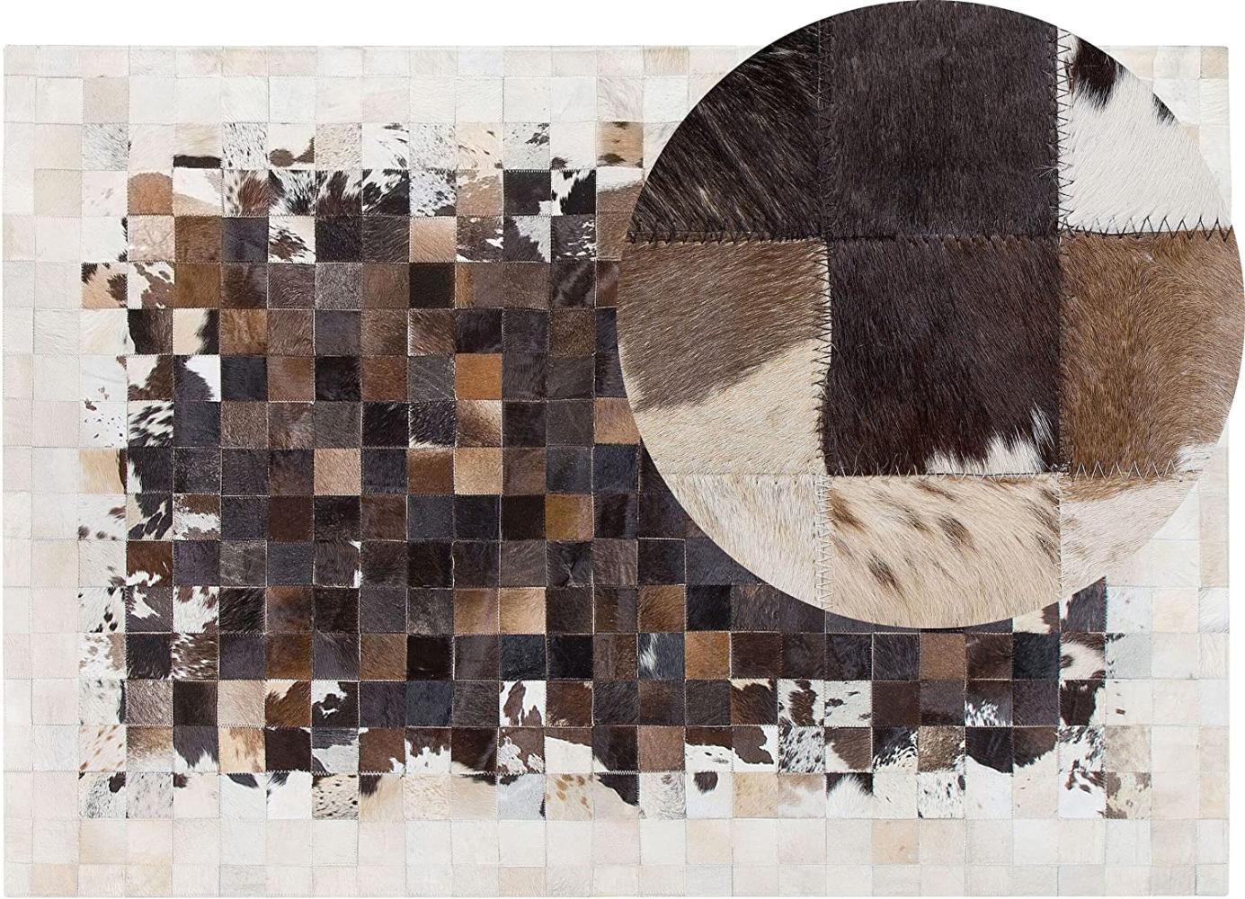 Teppich Kuhfell braun / beige 160 x 230 cm Patchwork Kurzflor OKCULU Bild 1
