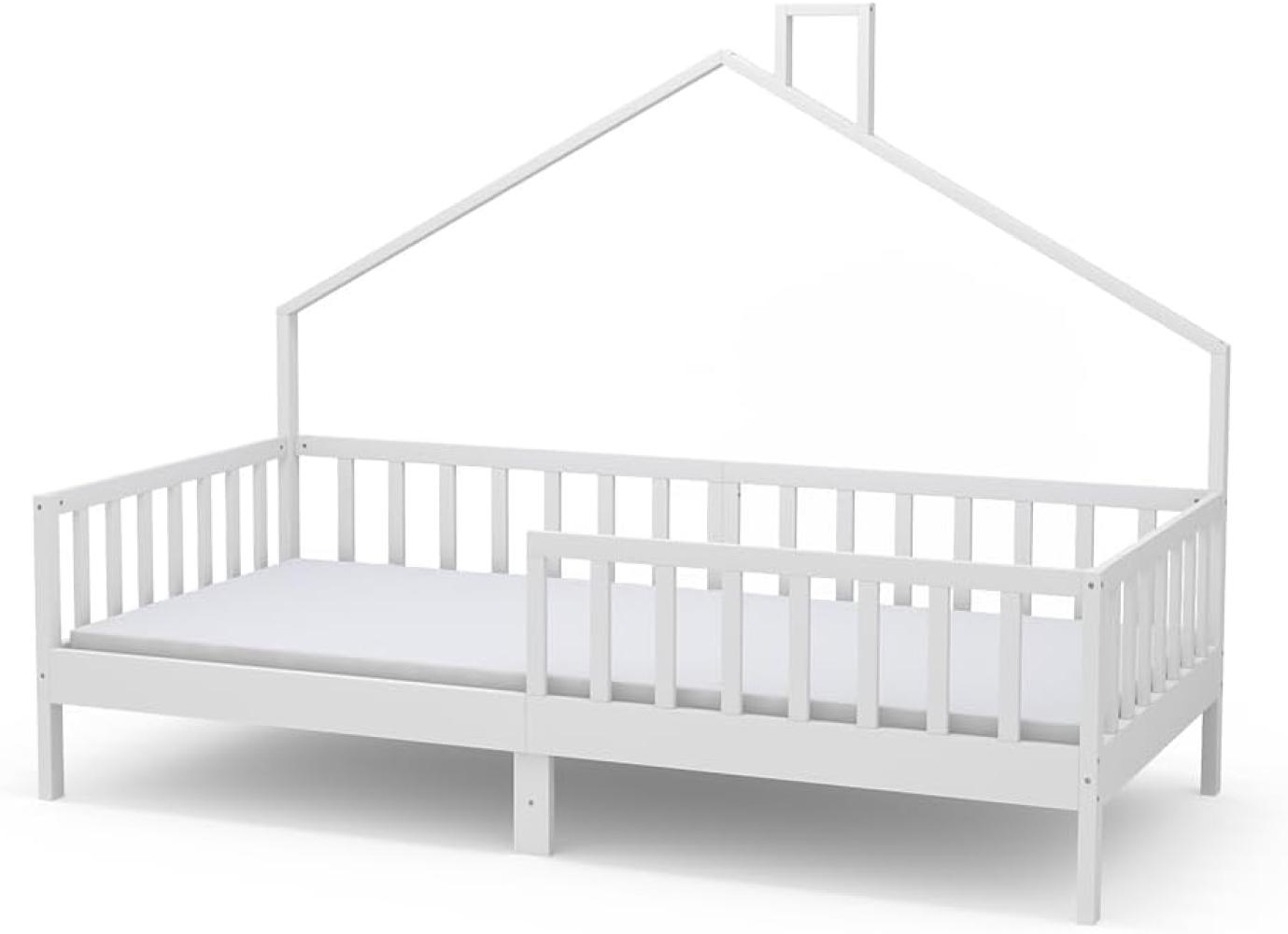 Livinity Hausbett Kinderbett Justus Weiß 90 x 200 cm mit Matratze modern Bild 1