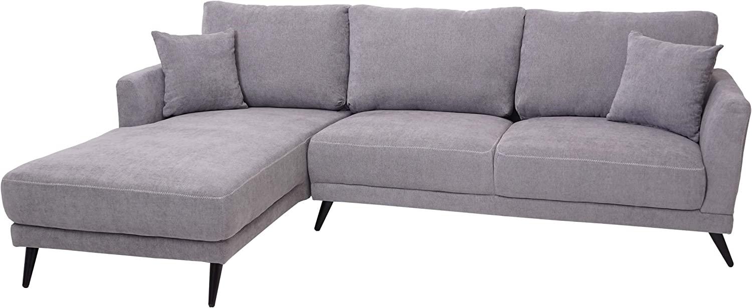 Sofa HWC-G43, Couch Ecksofa L-Form 3-Sitzer, Liegefläche Nosagfederung Taschenfederkern ~ links, grau Bild 1