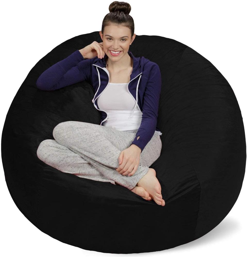 Sofa Sack XXL-Das Neue Komforterlebnis -Sitzsack mit Memory Schaumstoff Füllung-Ideal zum Relaxen im Wohnzimmer oder Schlafzimmer -Samtig weicher Velour Bezug in Tiefschwarz Bild 1