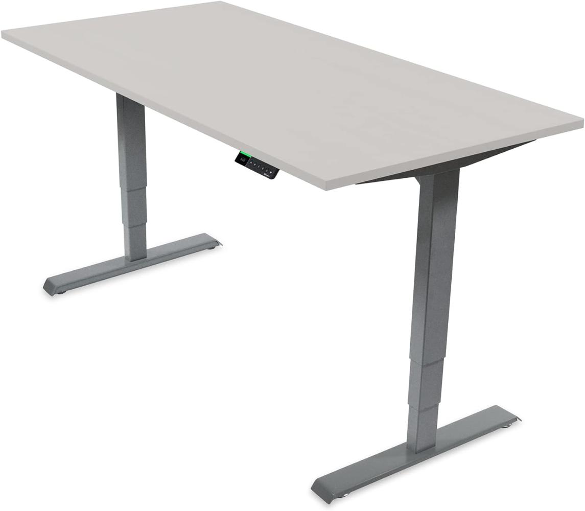 Desktopia Pro X - Elektrisch höhenverstellbarer Schreibtisch / Ergonomischer Tisch mit Memory-Funktion, 7 Jahre Garantie - (Grau, 120x80 cm, Gestell Grau) Bild 1