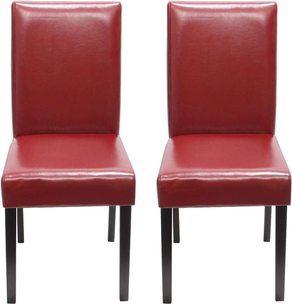 2er-Set Esszimmerstuhl Stuhl Küchenstuhl Littau ~ Leder, rot, dunkle Beine Bild 1