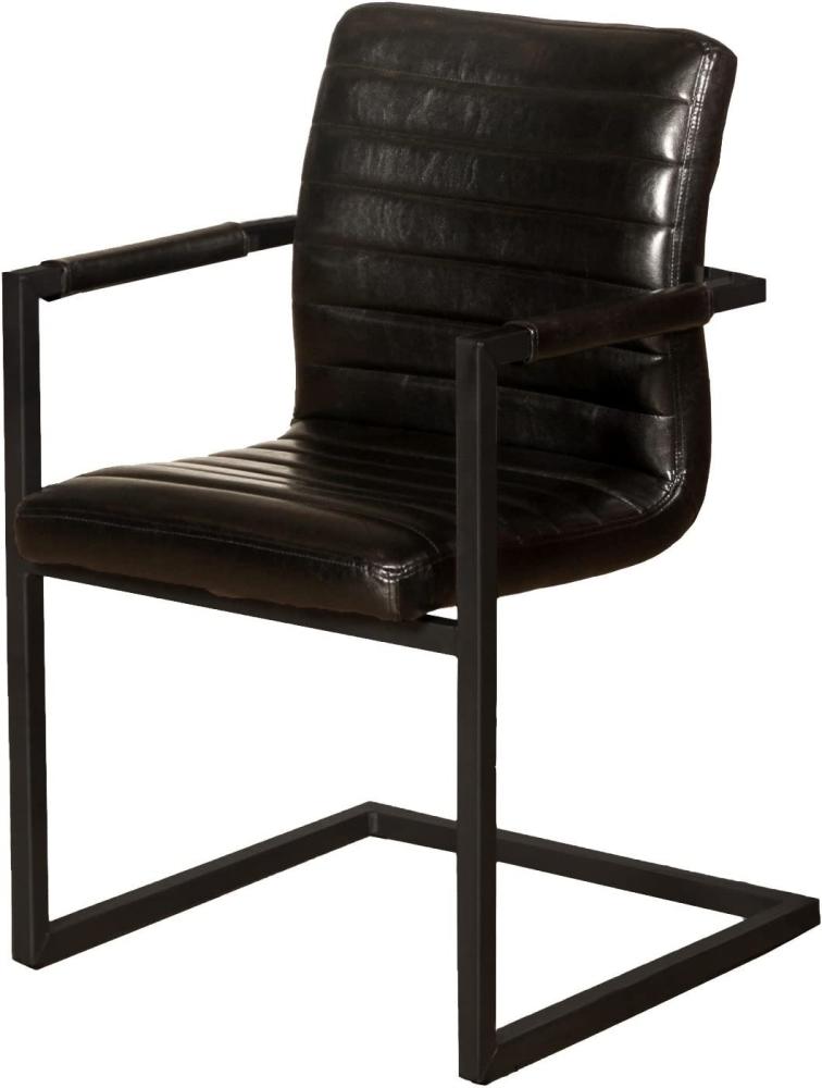 SAM® Esszimmerstuhl Kunstleder schwarz Parzivo, Stuhl mit Armlehnen, Schwingstuhl mit Eisen-Fuß Bild 1