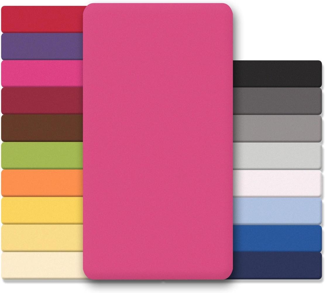 CelinaTex Jersey Spannbettlaken Lucina Doppelpack 140x200-160x200cm pink 100% Baumwolle gekämmt bis 26cm Matratzenhöhe Oeko-TEX Bild 1