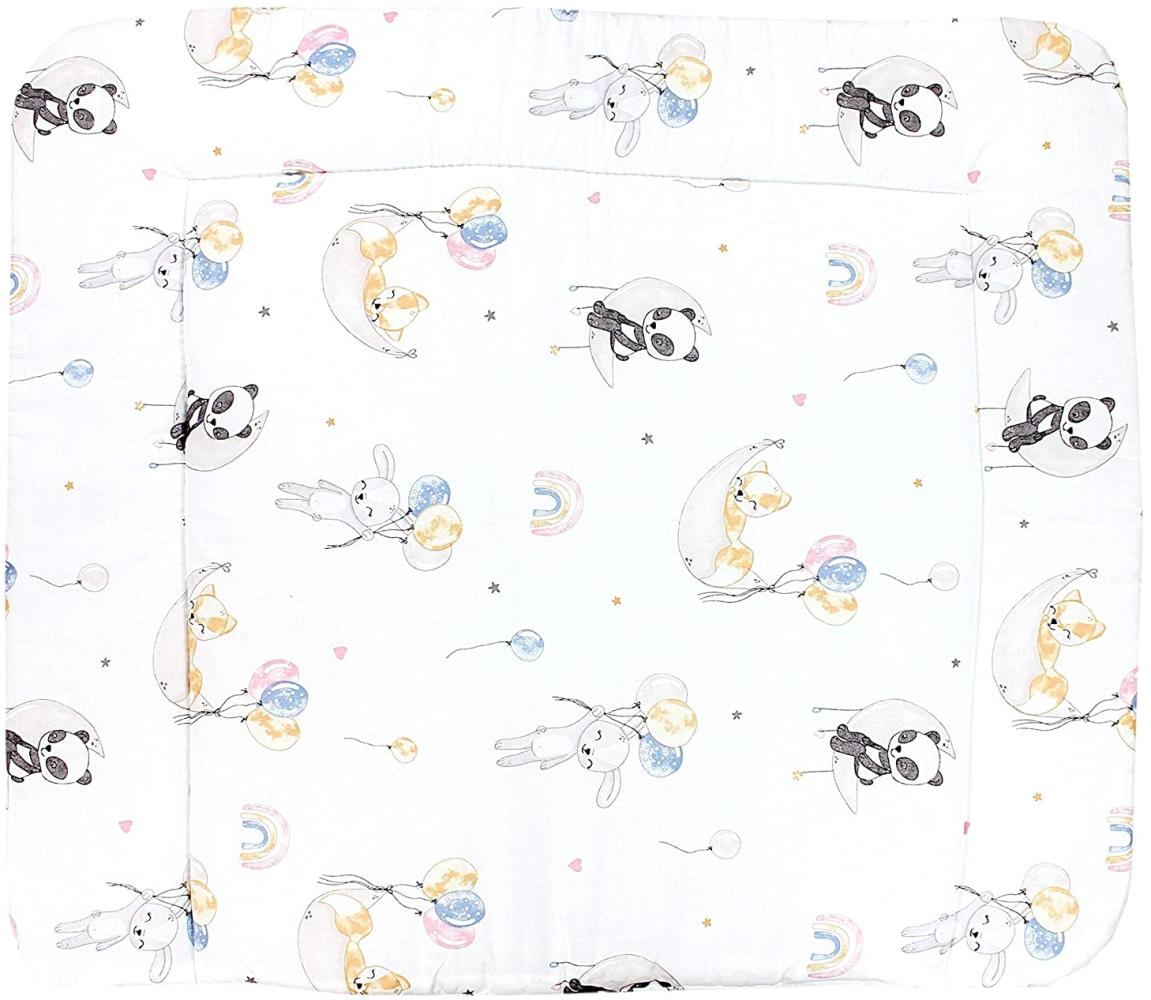 TupTam Baby Wickeltischauflage mit Baumwollbezug Gemustert, Farbe: Tiere / Luftballons / Mond, Größe: 75 x 85 cm Bild 1
