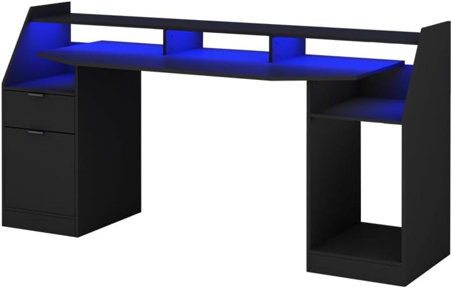 Livinity 'Sonic' Gamingtisch, 90,5 x 48 x 179,8 cm, schwarz, mit LED Bild 1