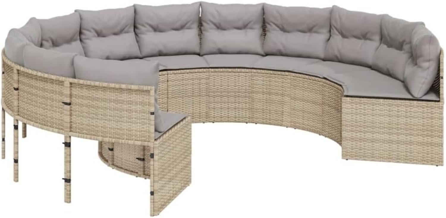 Gartensofa mit Kissen Rund Beige Poly-Rattan 3318542 Bild 1