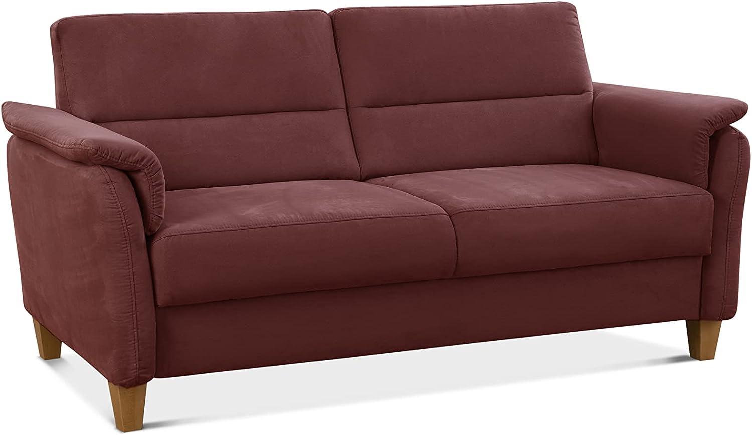 CAVADORE 3er-Sofa Palera mit Federkern / Kompakte Dreisitzer-Couch im Landhaus-Stil / passender Sessel und Hocker optional / 179 x 89 x 89 / Mikrofaser, Rot Bild 1