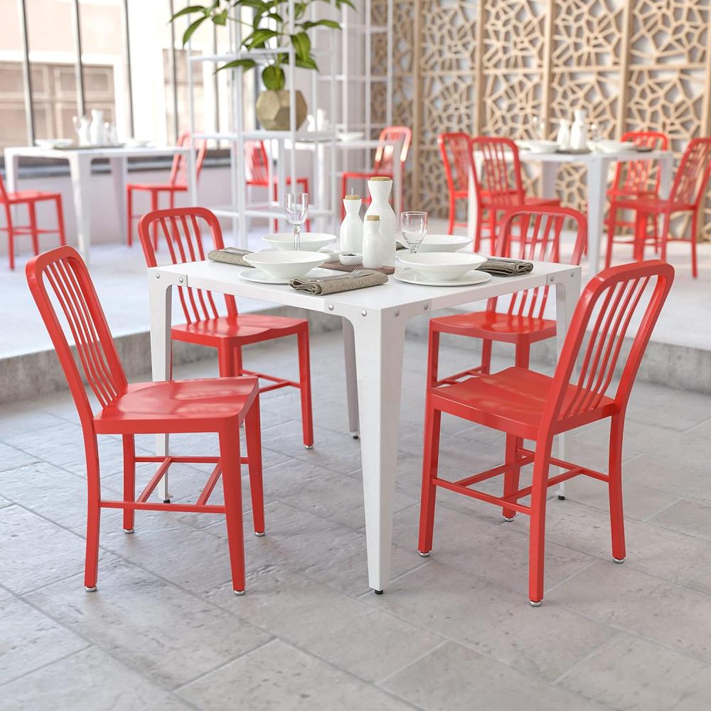 Flash Furniture Stuhl für Innen und Außenbereich, Legierter Stahl Kunststoff, rot, 50. 8 x 39. 37 x 84. 46 cm Bild 1