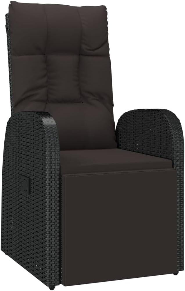 Gartenstuhl Liegestuhl mit verstellbarem Rücken- und Fußteil Polyrattan Schwarz Bild 1