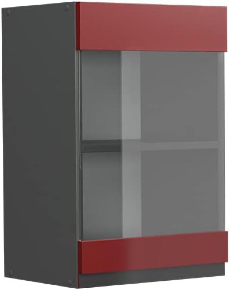 Vicco Glashängeschrank Küchenschrank Küchenmöbel R-Line J-Shape 40 cm modern (Anthrazit-Rot) Bild 1