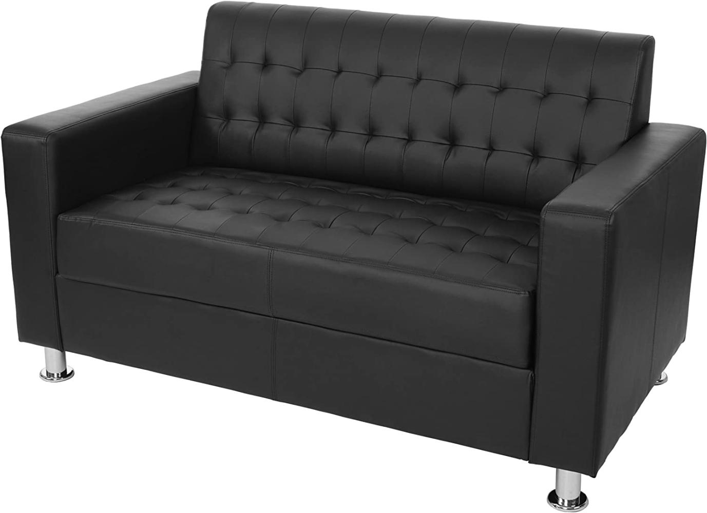 2er Sofa Kunda, Couch Loungesofa, Kunstleder, Metall-Füße ~ schwarz Bild 1