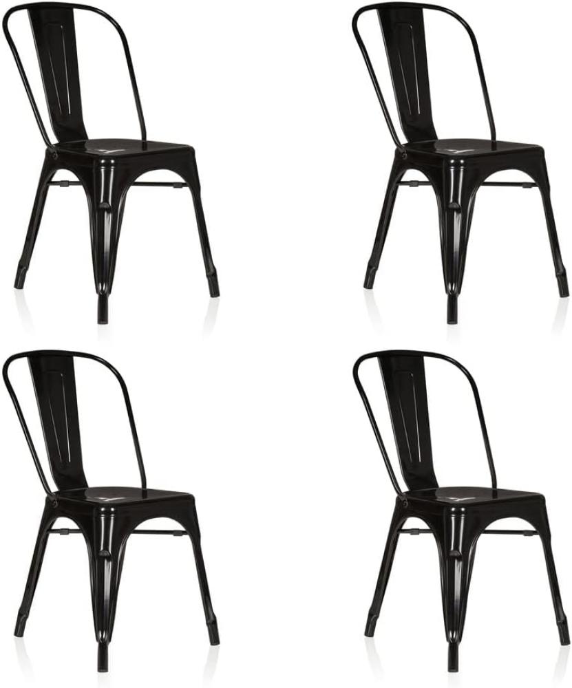 hjh OFFICE 645064 4er Set Bistro Stuhl VANTAGGIO Comfort Metallstuhl im Industry-Design, stapelbar, Schwarz Bild 1