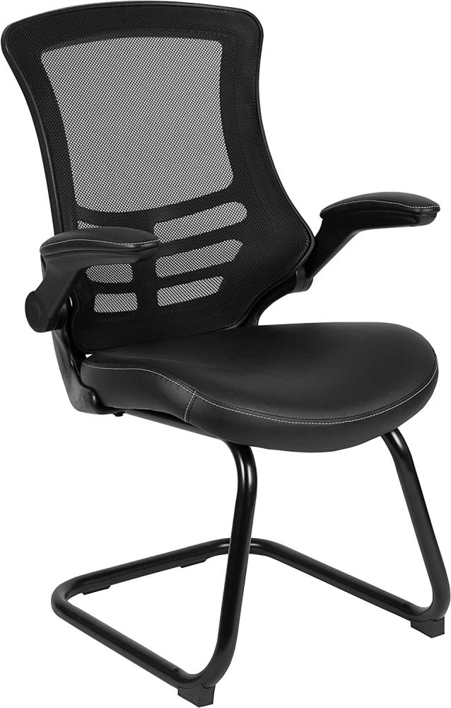 Flash Furniture Seitenstühle aus Netzstoff, Schaumstoff, Schwarzes Ledersoft Bild 1