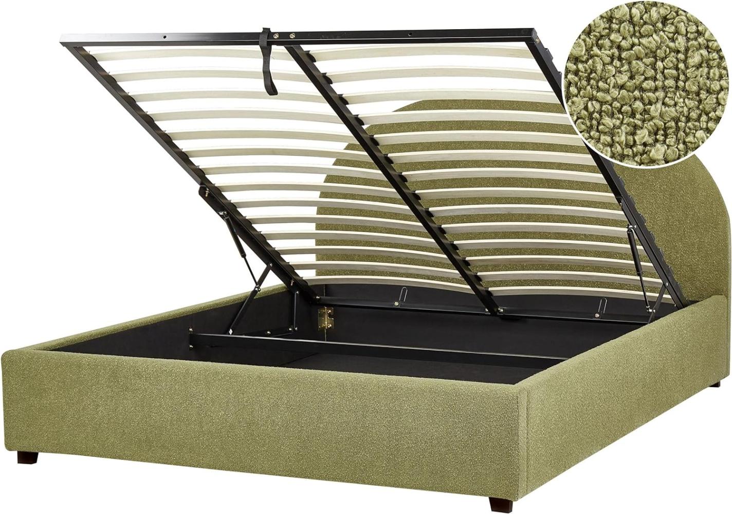 Polsterbett Bouclé olivgrün mit Bettkasten hochklappbar 160 x 200 cm VAUCLUSE Bild 1