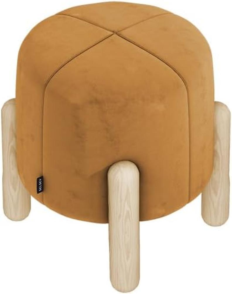 Selsey Levine - Hocker/Sitzhocker mit Holzfüßen, weich gepolstert, rund, 30x30 cm (Senfgelb) Bild 1
