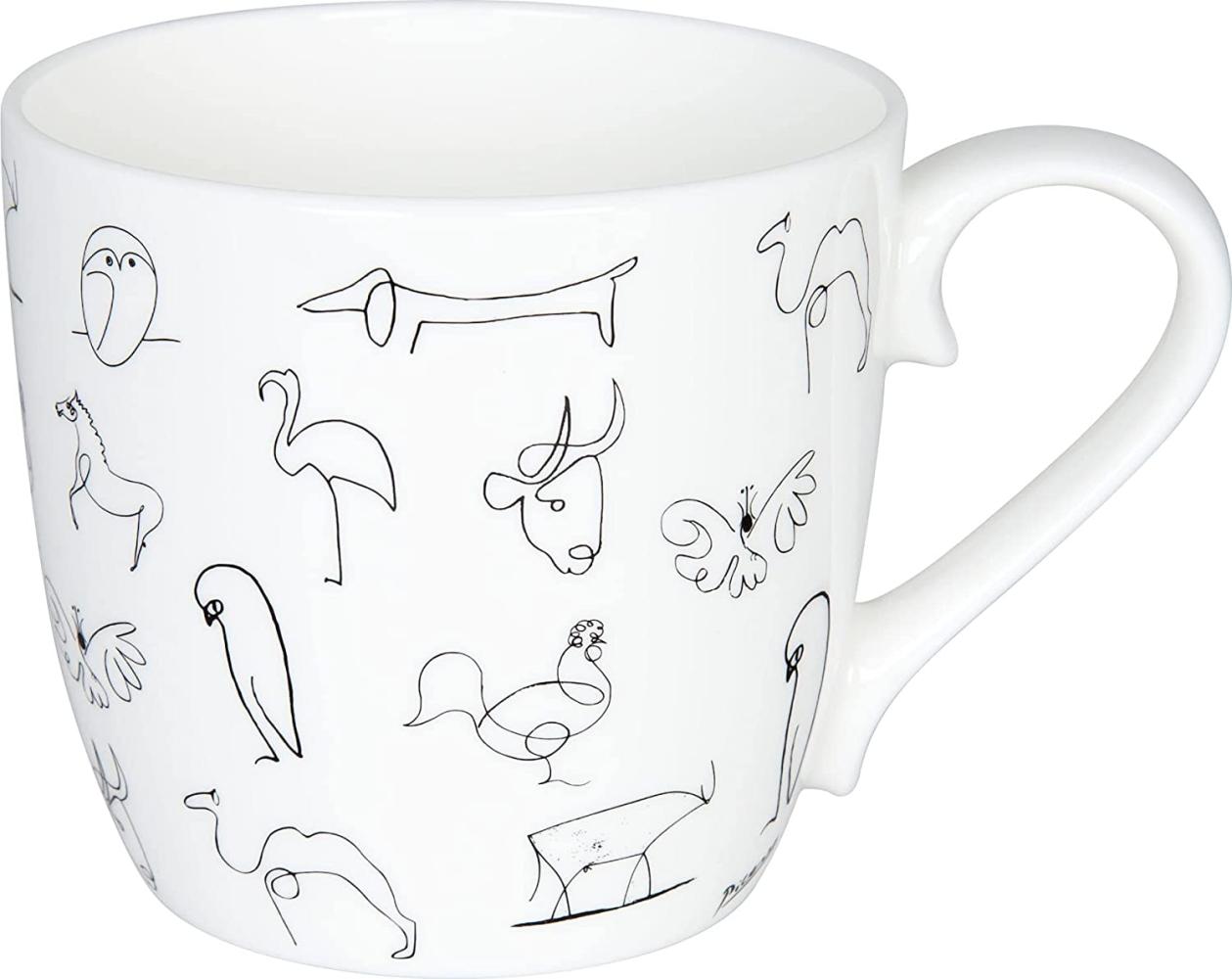 Könitz Picasso Animaux Becher, Kaffeebecher, Kaffeetasse, Kaffee Tasse, Teetasse, Porzellan, Weiß / Schwarz, 425 ml, 11 2 057 0104 Bild 1