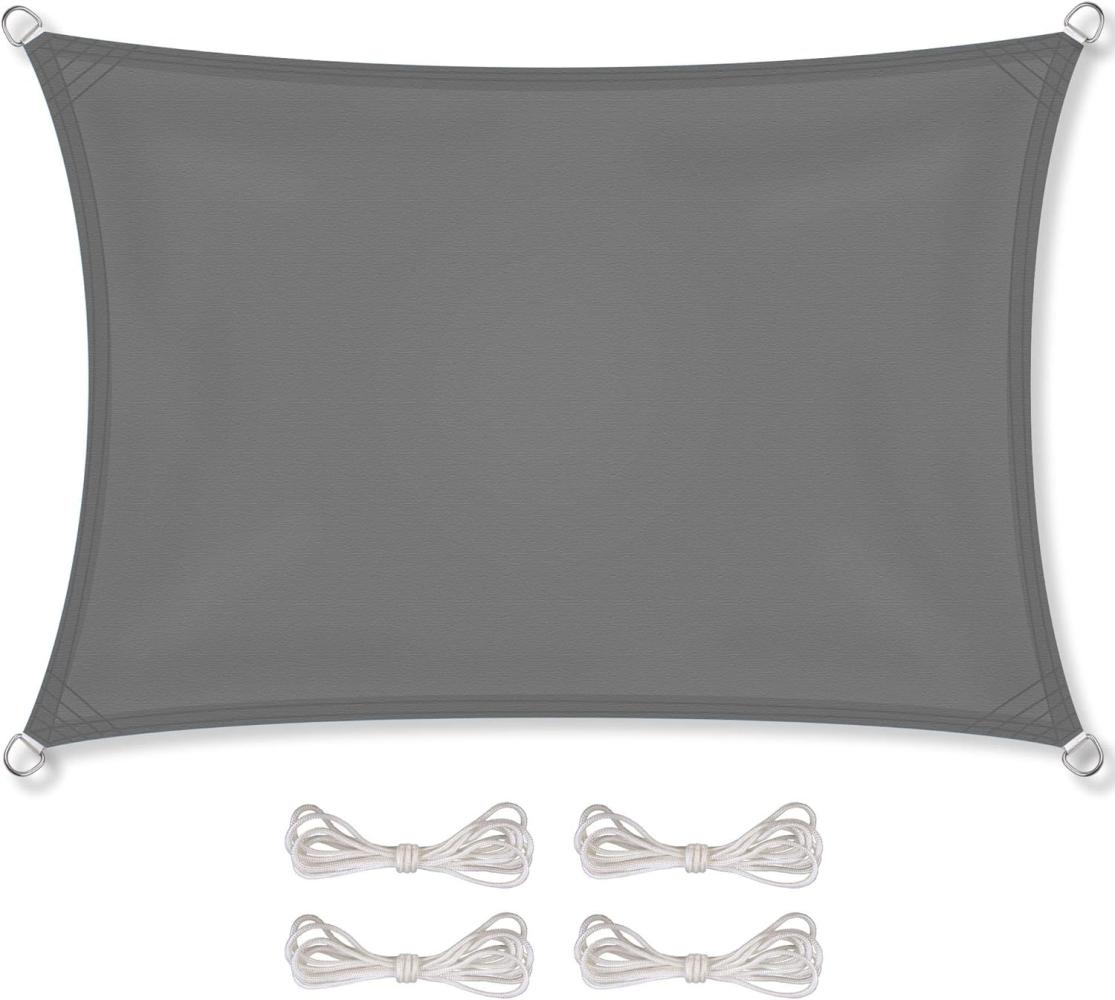 CelinaSun Sonnensegel inkl Befestigungsseile Premium PES Polyester wasserabweisend imprägniert Rechteck 2 x 4 m anthrazit Bild 1