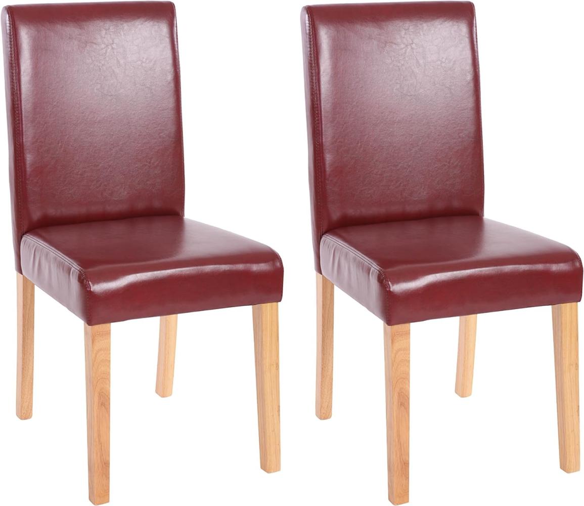 2er-Set Esszimmerstuhl Stuhl Küchenstuhl Littau ~ Kunstleder, rot-braun, helle Beine Bild 1