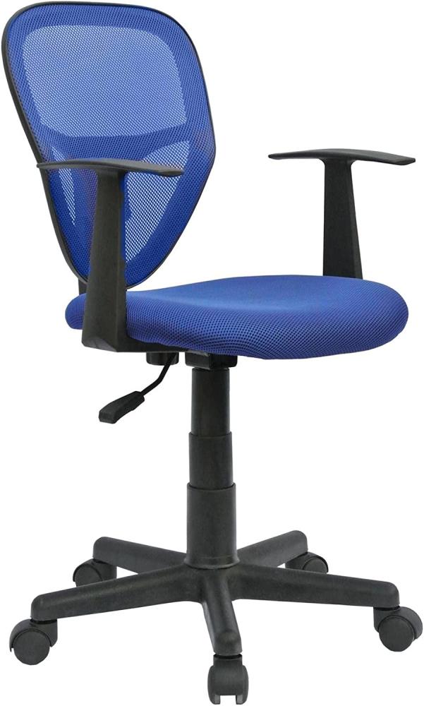 CARO-Möbel Schreibtischstuhl Kinderdrehstuhl Bürostuhl Drehstuhl Studio in blau mit Armlehnen, höhenverstellbar Bild 1