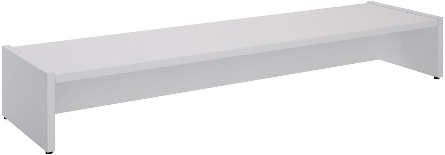 CARO-Möbel Monitorständer Zoom für 2 Monitore Bildschirmerhöhung Schreibtischaufsatz Tischaufsatz 100 x 15 x 27 cm in weiß Bild 1