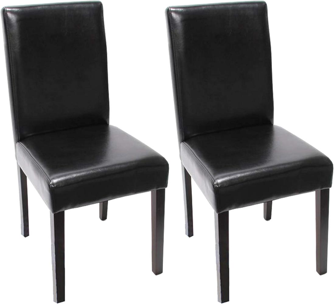 2er-Set Esszimmerstuhl Stuhl Küchenstuhl Littau ~ Leder, schwarz, dunkle Beine Bild 1