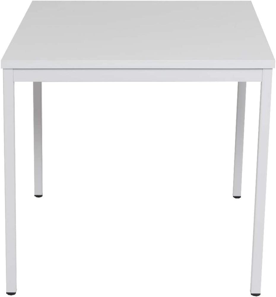 Furni24 Schreibtisch mit laminierter Platte, Metallgestell und verstellbaren Füßen, Grau, 80 x 80 x 75 cm Bild 1