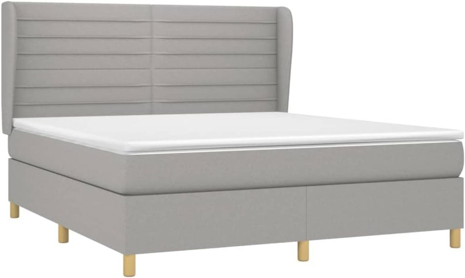 vidaXL Boxspringbett mit Matratze Hellgrau 180x200 cm Stoff, Härtegrad: H2 [3128621] Bild 1