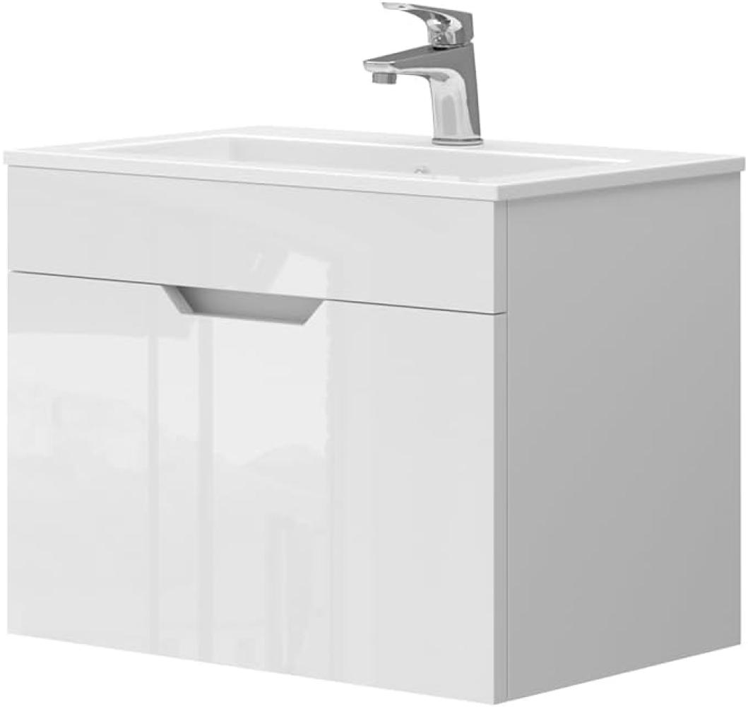 Vicco Waschbecken mit Unterschrank Stefania 60 cm breit, Waschtisch hängend Weiß Bild 1