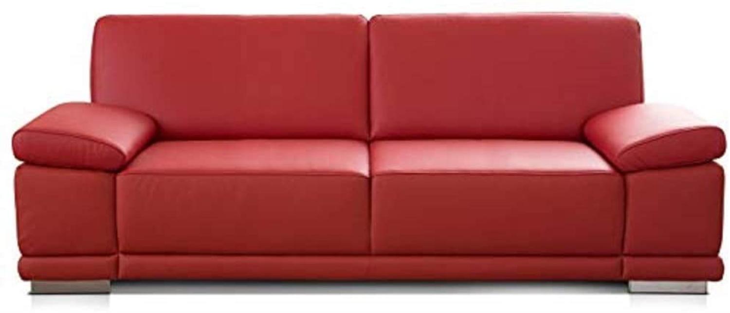 CAVADORE 2,5-Sitzer Sofa Corianne in Kunstleder / Kleine Couch in hochwertigem Kunstleder und modernem Design / Mit verstellbaren Armlehnen / 191 x 80 x 99 / Kunstleder rot Bild 1
