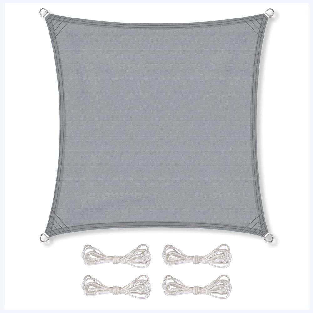 CelinaSun Sonnensegel inkl Befestigungsseile Premium PES Polyester wasserabweisend imprägniert Quadrat 3 x 3 m hell grau Bild 1