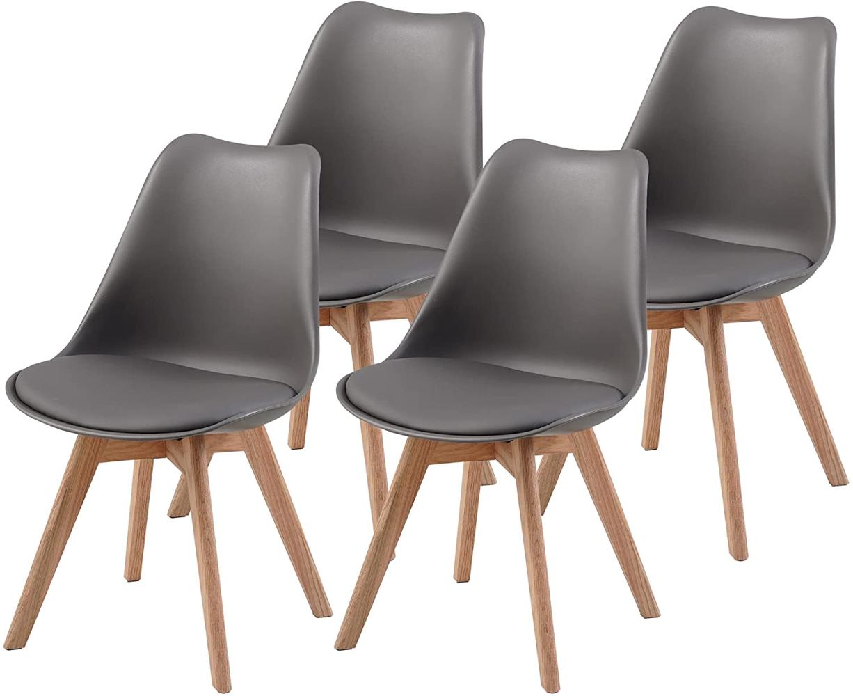 ALBATROS Esszimmerstühle AARHUS 4-er Set, Grau mit Beinen aus Massiv-Holz, Eiche, skandinavisches Retro-Design Bild 1